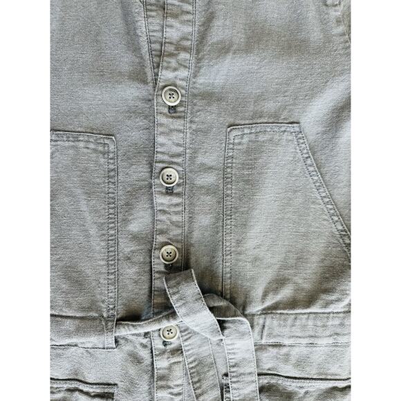 Free People Women Utility Shortalls Denim Blue Size Medium Tie Waist Cuff Sleeve - Picture 4 of 9
